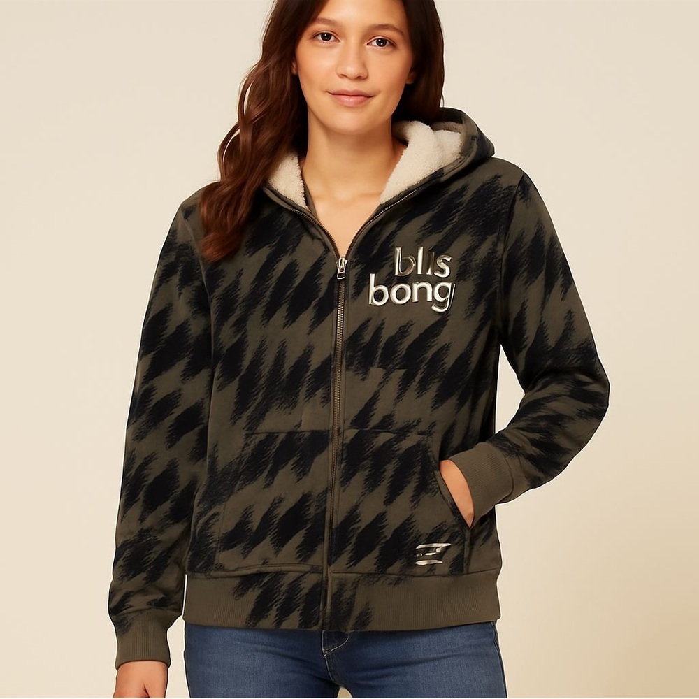 Billabong Olive Green and Black Zip Hoodie